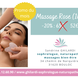 PROMO MASSAGE DU MOIS Massage Rose (1h)