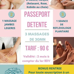 PASSEPORT DETENTE 3 massages de 30mn